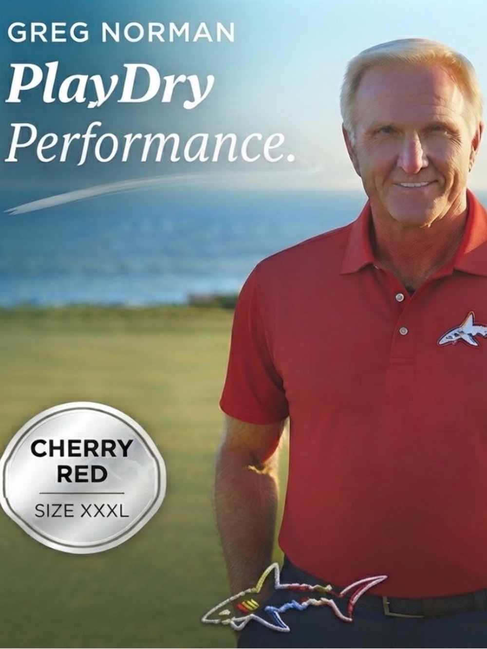 Greg Norman PlayDry Cherry Red polo
Distinctive Embroidered Shark
Men's Size 3XL
